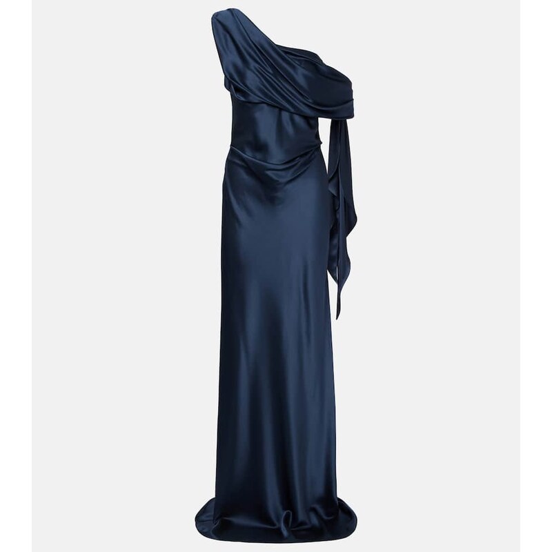 The Sei Draped one-shoulder silk charmeuse gown