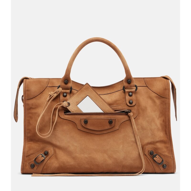 Balenciaga Le City Medium suede top-handle bag