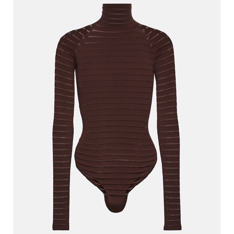 Alaïa Striped turtleneck bodysuit