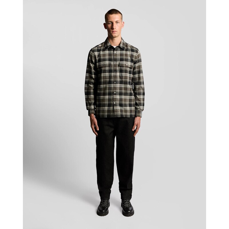 Lyle & Scott Košile hnědá / světle šedá / černá
