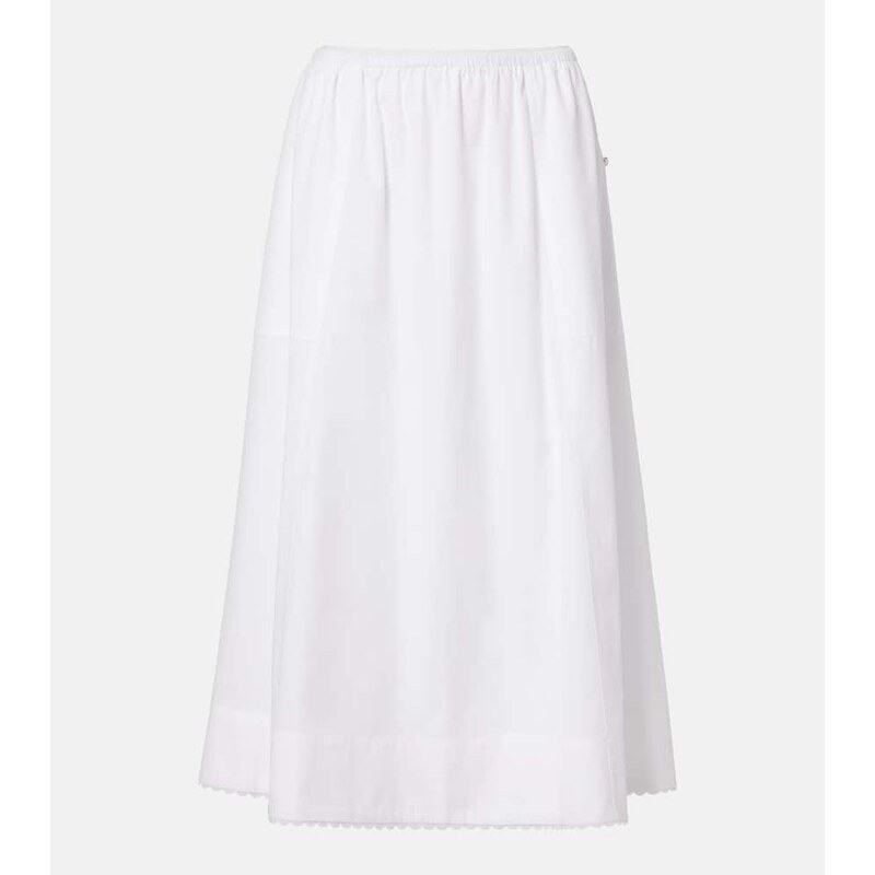Vince Scalloped cotton poplin midi skirt