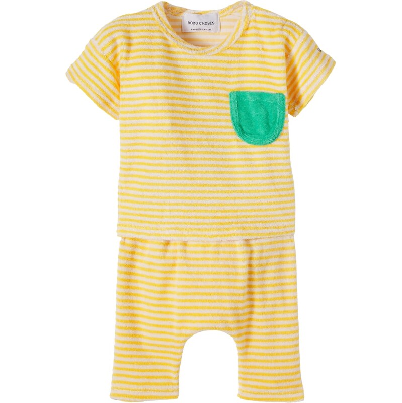 Bobo Choses Baby Yellow Stripes cotton-blend T-shirt and pants