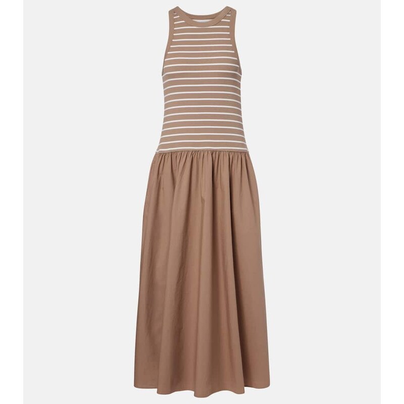 Velvet Romina striped cotton-blend midi dress