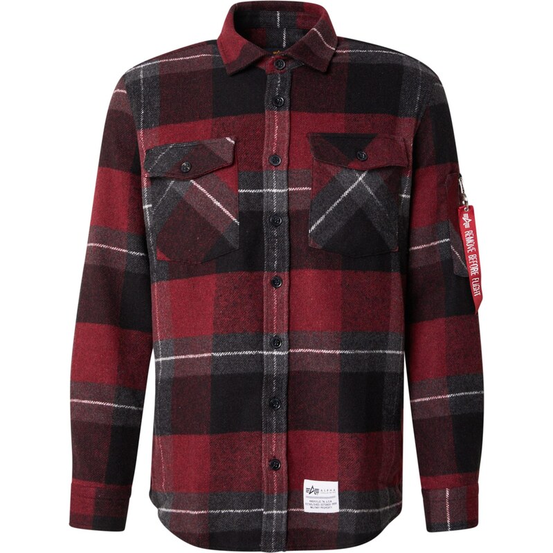 ALPHA INDUSTRIES Košile šedá / krvavě červená / černá / bílá 114321066