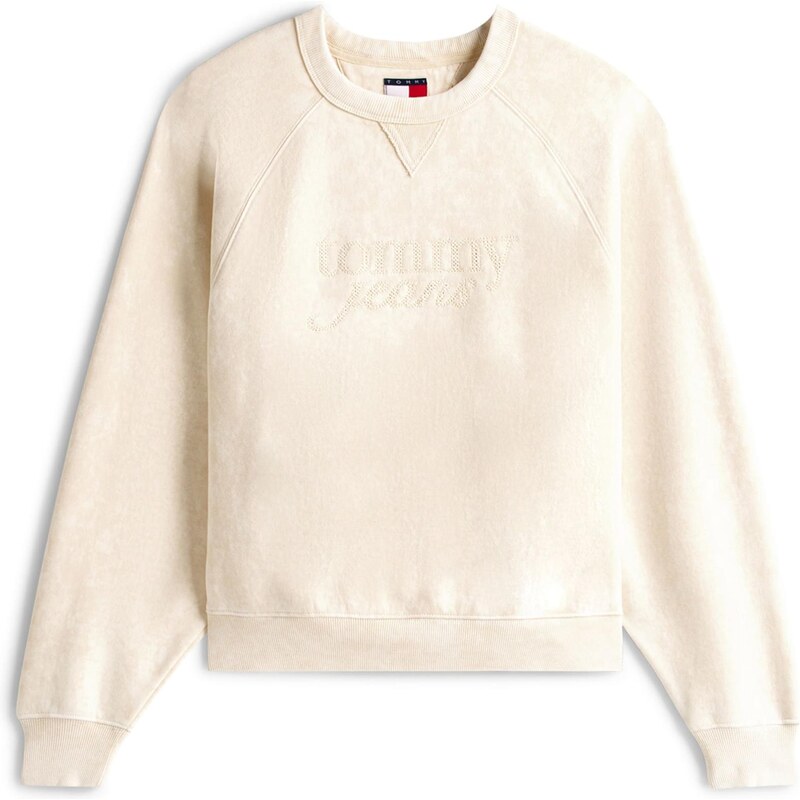 Tommy Jeans Mikina barva bílé vlny