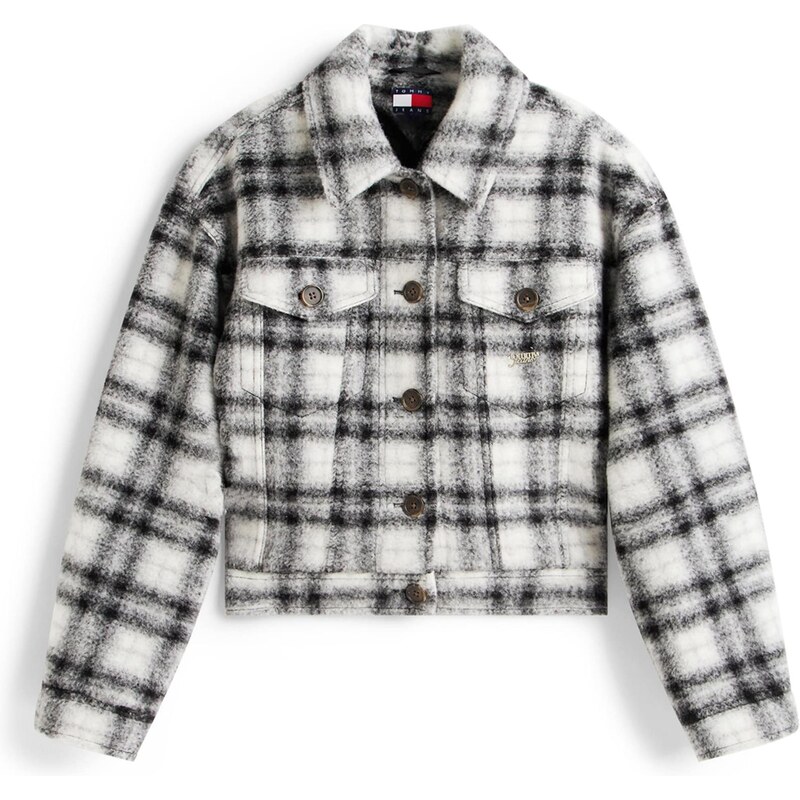 Tommy Jeans Přechodná bunda černá / bílá