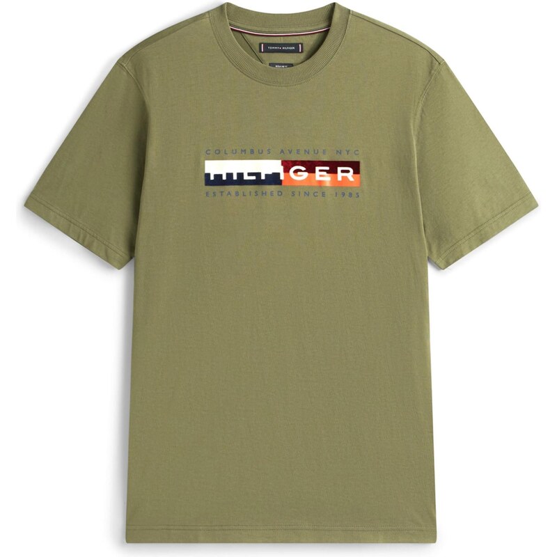 TOMMY HILFIGER Tričko tmavě modrá / jablko / černá / bílá