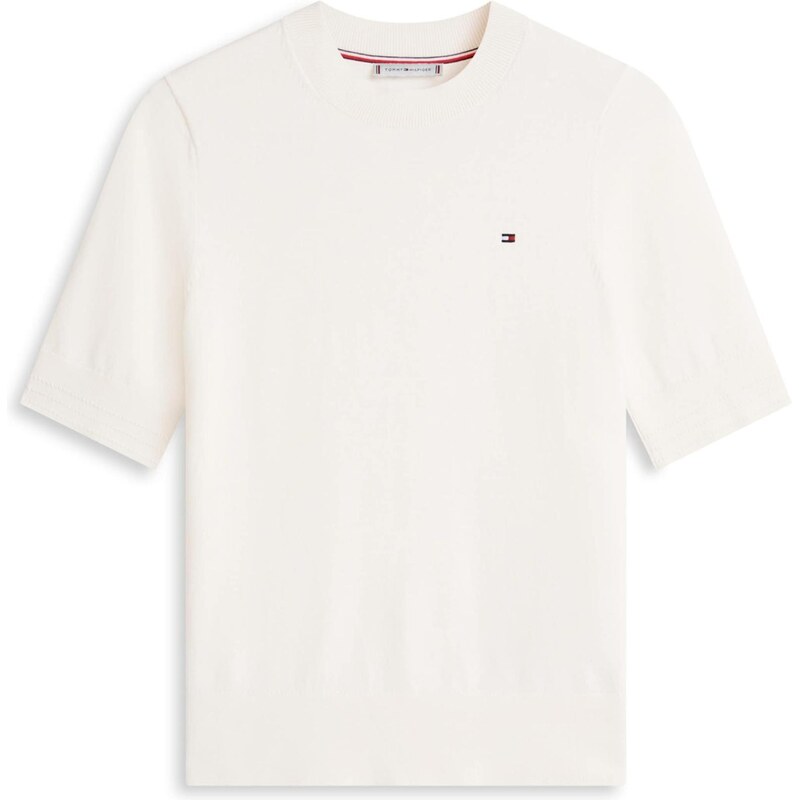 TOMMY HILFIGER Svetr 'Fine Short Sleeve' světle béžová