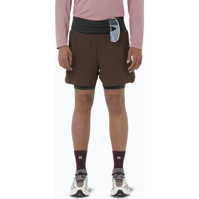 Pánské běžecké šortky Salomon Sense Aero 2IN1 5 coffee bean