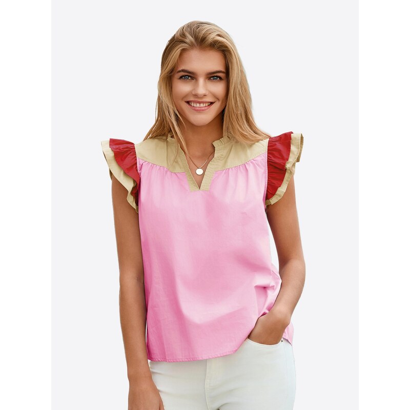 Imily Bela Halenka khaki / růžová / tmavě červená 114321691