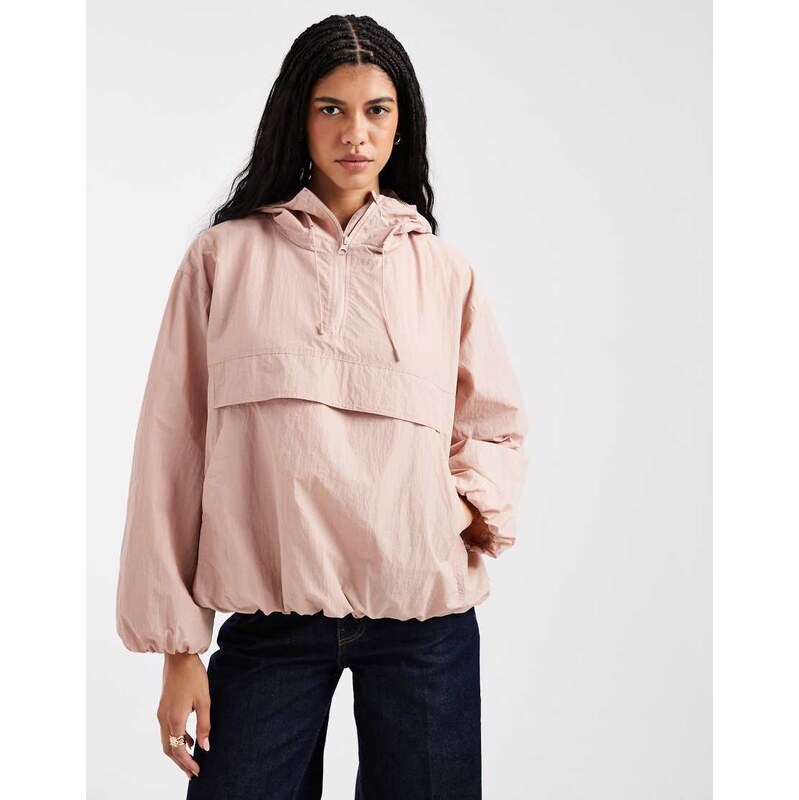 ASOS DESIGN shower resistant overhead track jacket in dusty pink 114498327