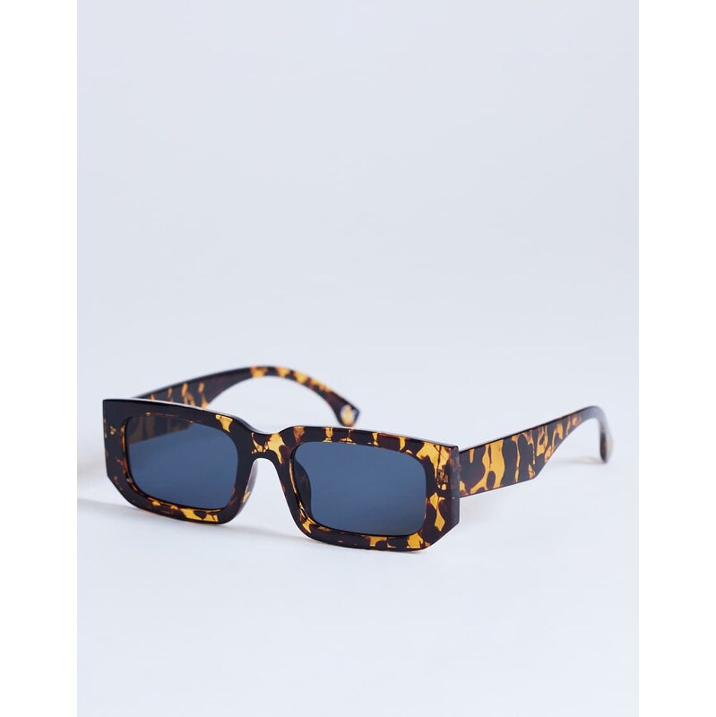 Topshop Milan rectangle sunglasses in tortoise-Brown