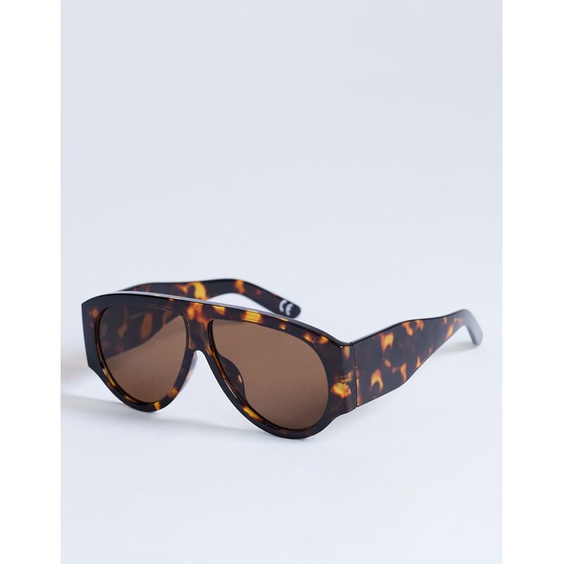 Topshop Zante aviator sunglasses in tortoise-Brown