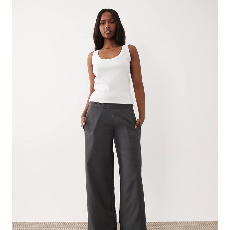 The Frolic elasticated mid waist wide leg trousers in charcoal-Grey 114413512