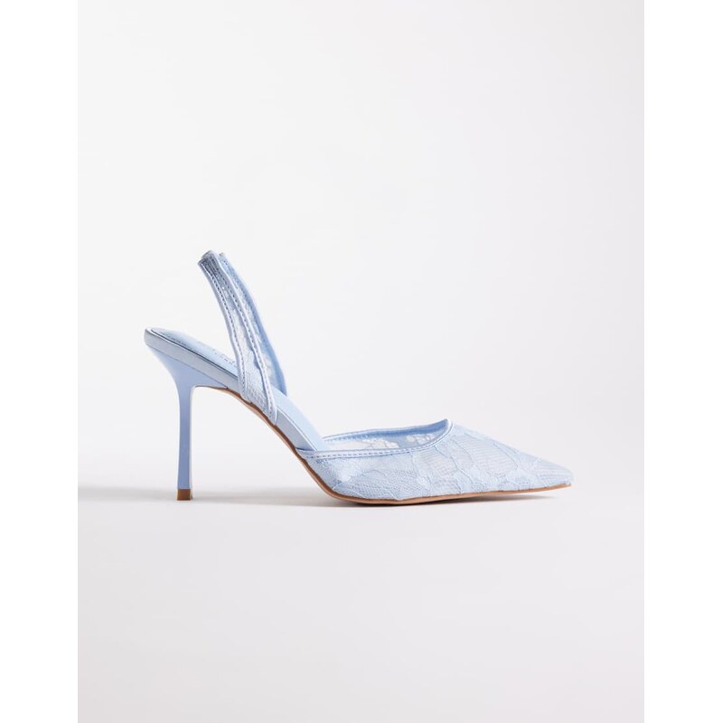 SIMMI Shoes Simmi London Ursula slingback heeled shoes in blue lace 114444911