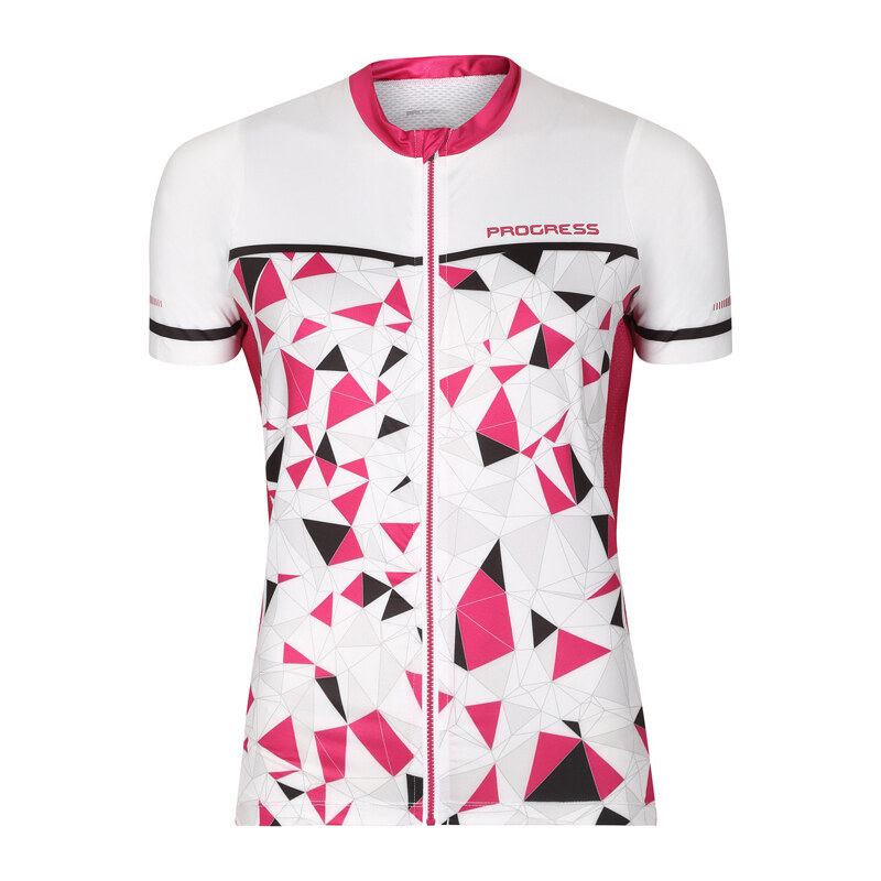 Dámský cyklistický dres PROGRESS Ripresa bílá/malinová 114335538