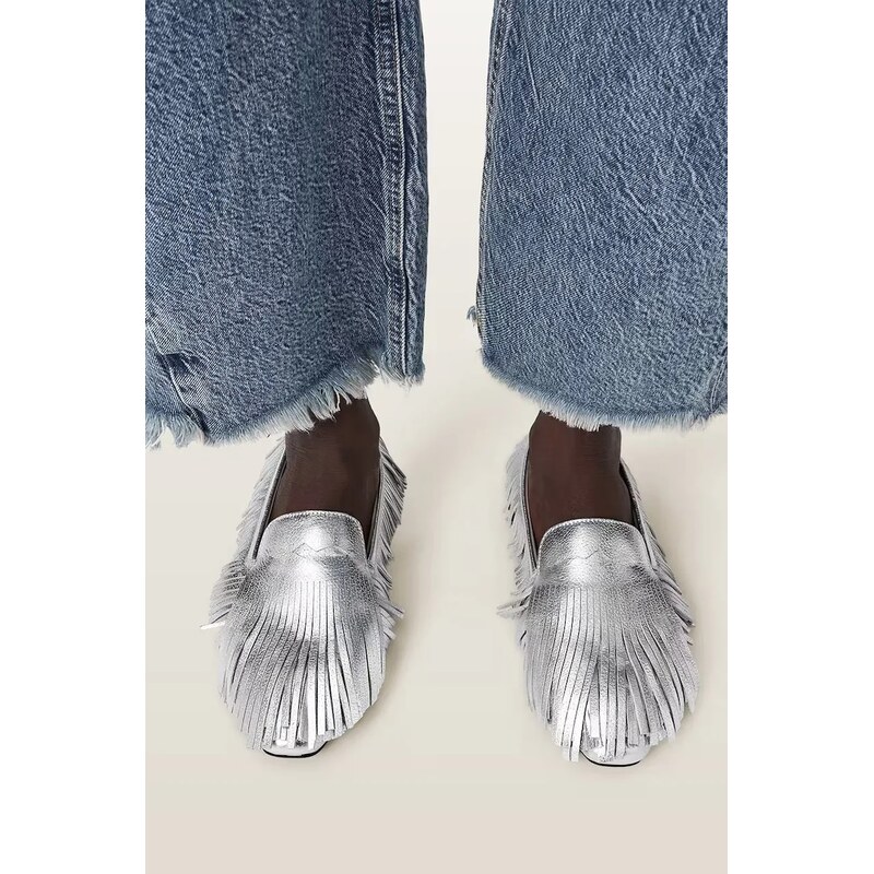 AllSaints mokasíny dámské kožené Sandy Fringe Loafer