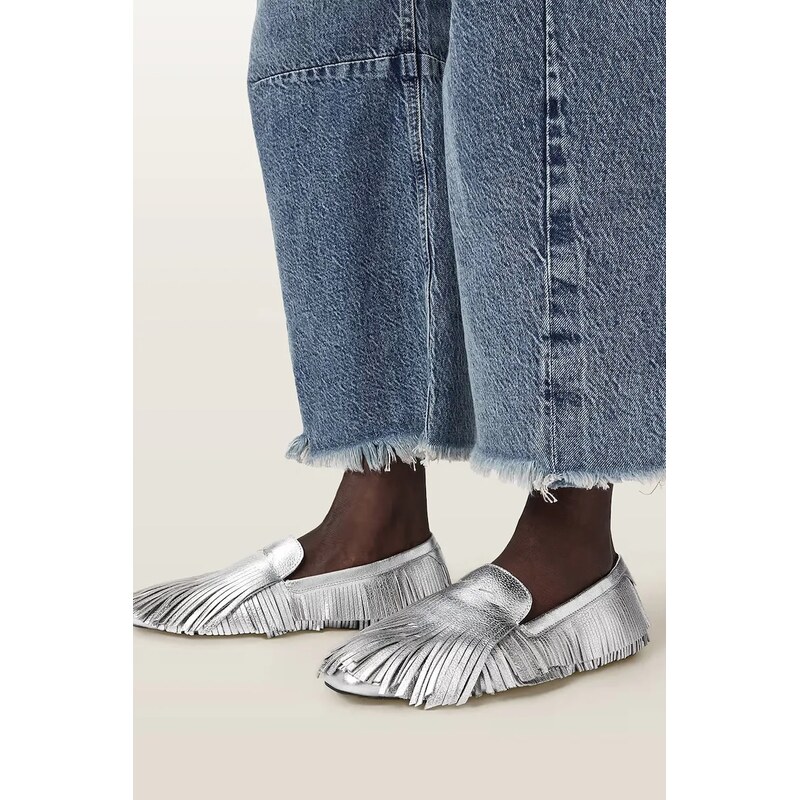 AllSaints mokasíny dámské kožené Sandy Fringe Loafer