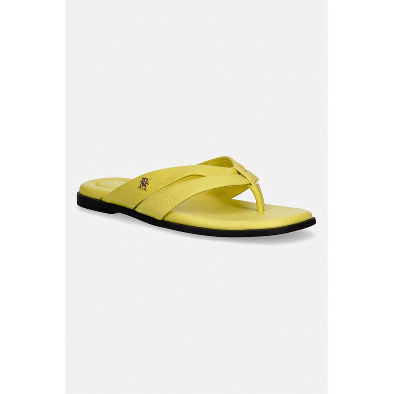 Tommy Hilfiger žabky dámské kožené ELEVATED TOE POST LTH SANDAL