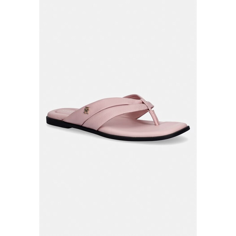 Tommy Hilfiger žabky dámské kožené ELEVATED TOE POST LTH SANDAL