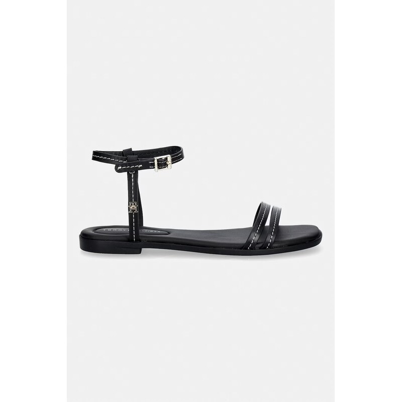 Tommy Hilfiger sandály dámské kožené FLAT SANDAL STITCHING