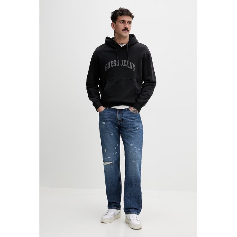 Guess Jeans mikina s kapucí pánská bavlněná