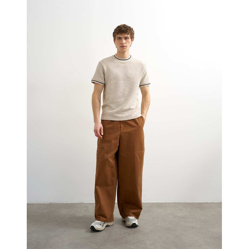 Topman baggy fit trousers with side pockets in brown-Green