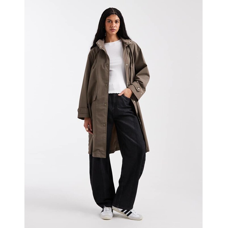 ASOS DESIGN shower resistant chuck on coat in mushroom-Black