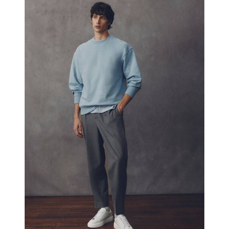 ASOS COLLECTIVE smart relaxed tapered fit wool blend trousers in