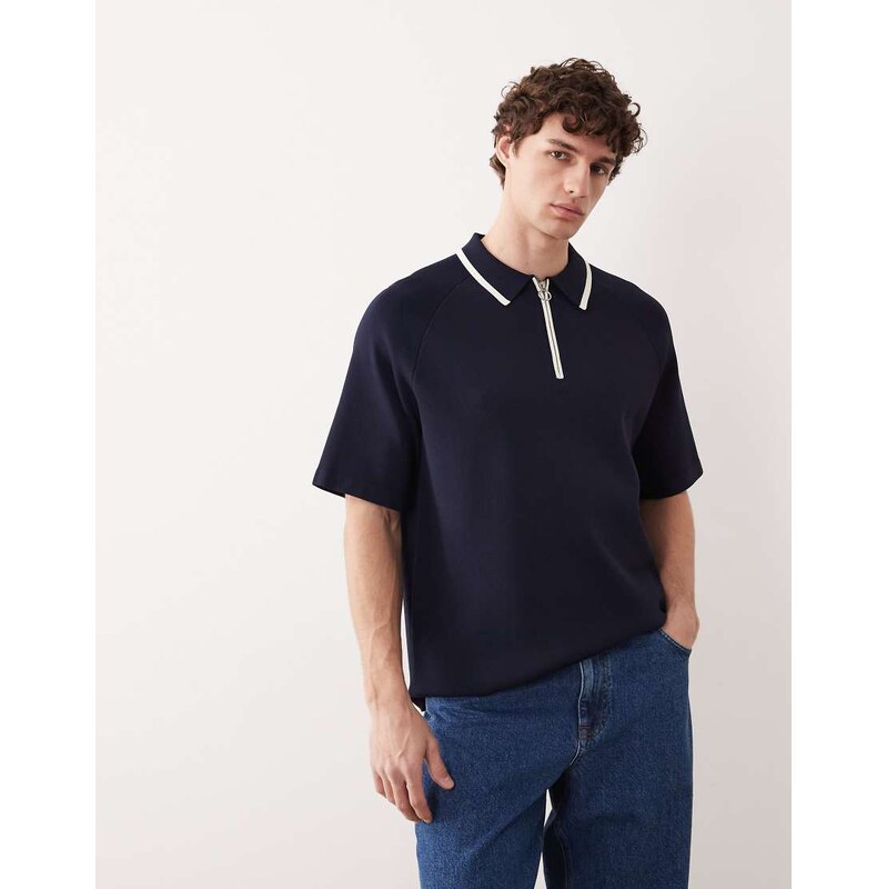 ASOS COLLECTIVE co-ord compact knitted relaxed half zip polo in