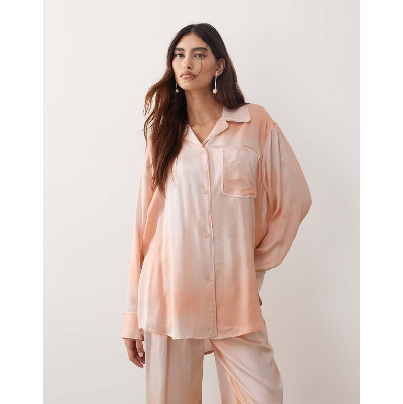 ARRANGE oversized shirt co-ord in light orange 114339345