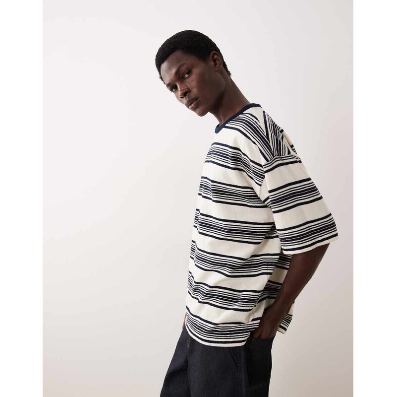 ASOS COLLECTIVE oversized heavyweight textured striped t-shirt