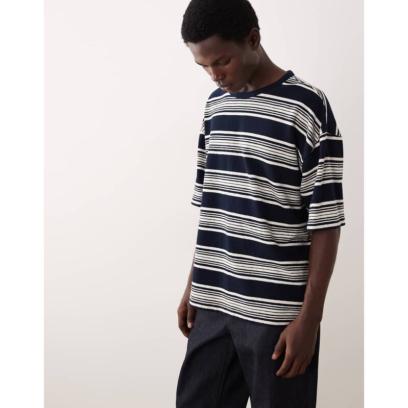 ASOS COLLECTIVE oversized heavyweight textured striped t-shirt