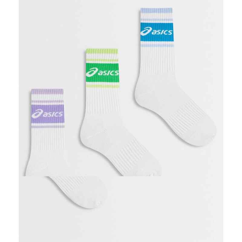 Asics 3 Pack Asics Logo multi colour crew socks in white 114339388
