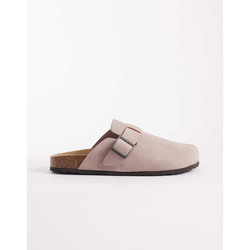 ASOS DESIGN mule sandals with cork sole in light pink-Orange
