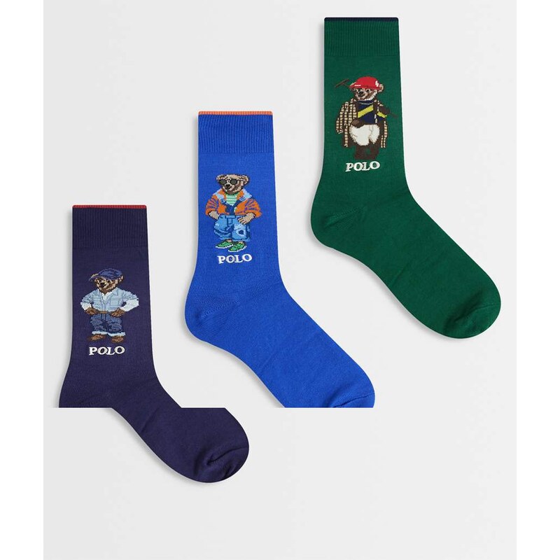 Polo Ralph Lauren 3 pack embroidered bear socks gift set in