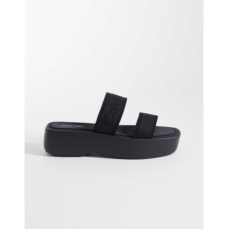 Calvin Klein Jeans webbed flatform sandal in black