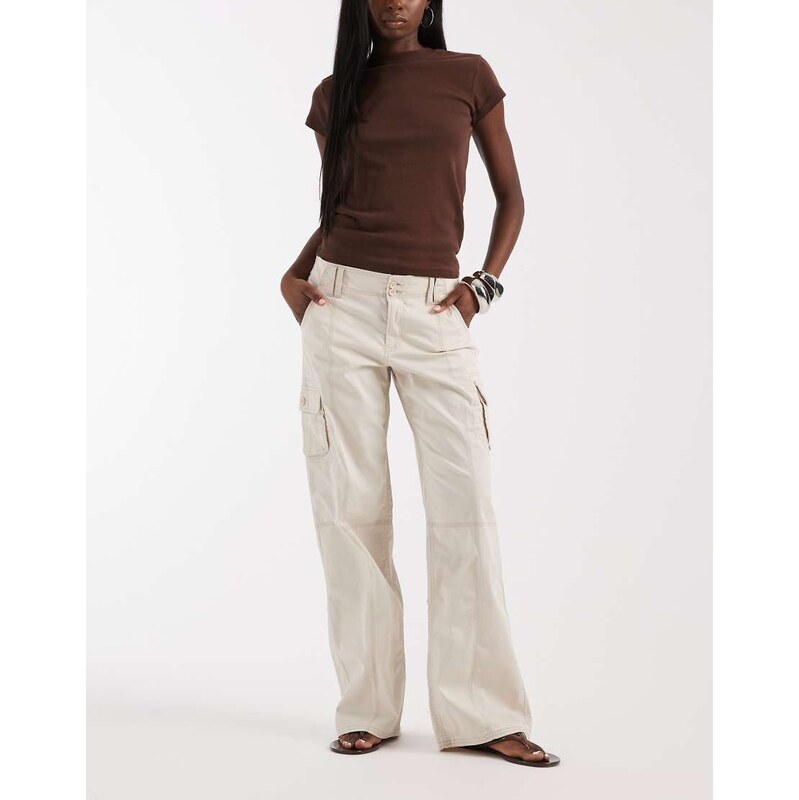 Hollister low rise baggy cargo trousers with adjustable waist in