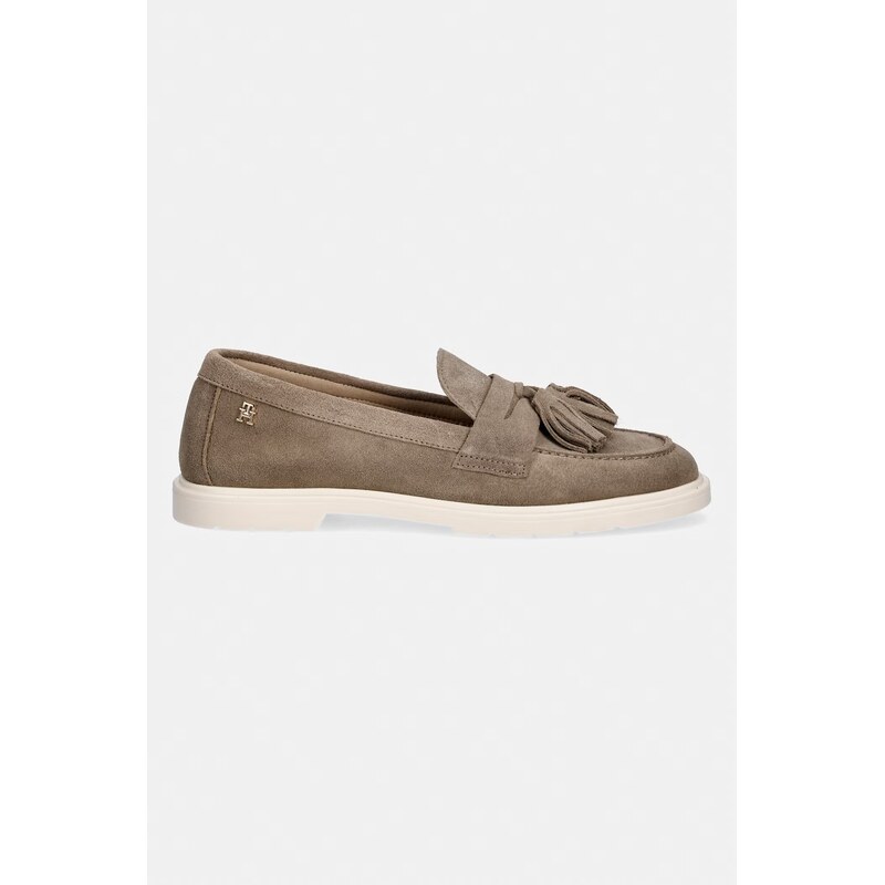 Tommy Hilfiger mokasíny dámské semišové LIGHT SUEDE TASSEL LOAFER