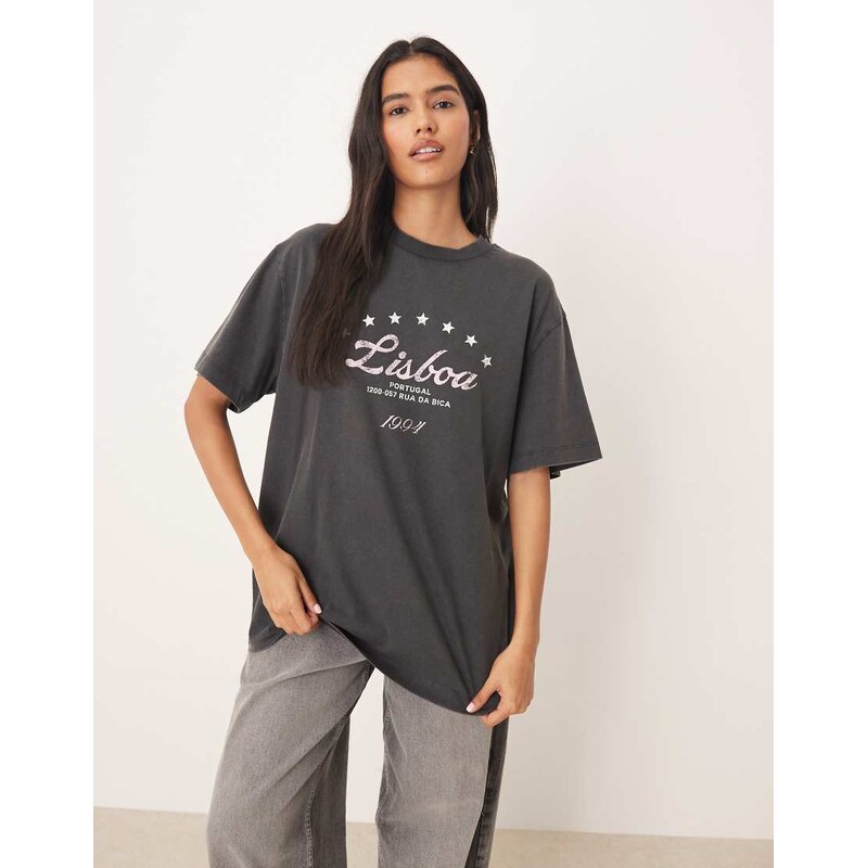 ASOS DESIGN oversized t-shirt with lisbon graphic in washed