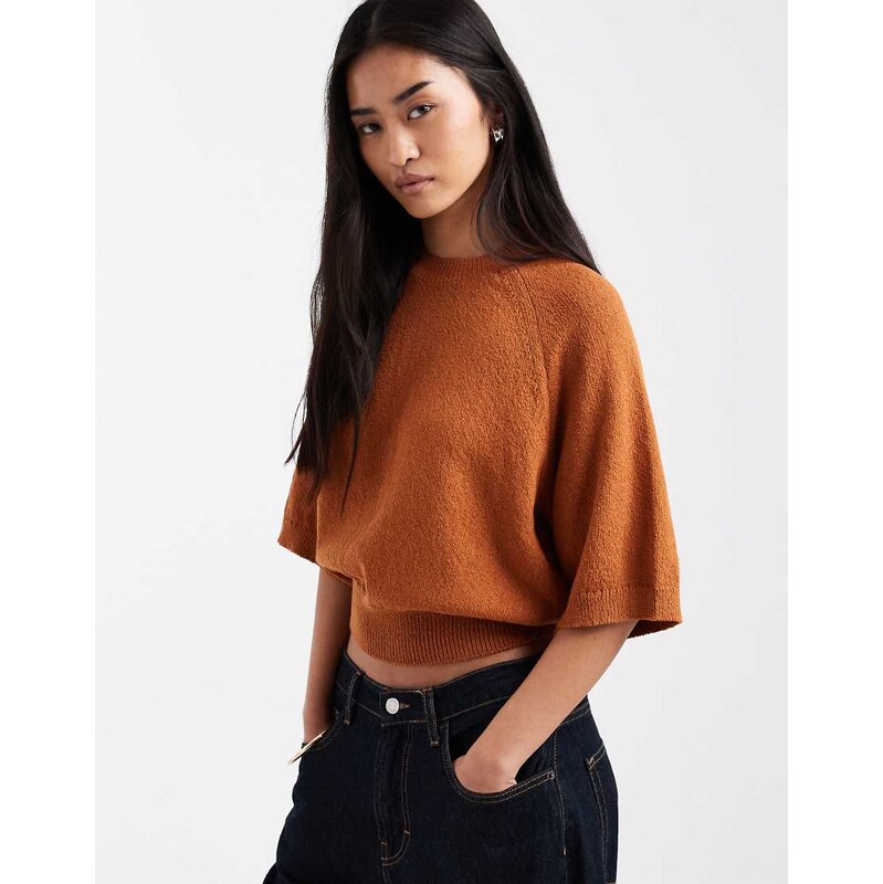 ASOS DESIGN crew neck slouchy drop sleeve t-shirt in toffee