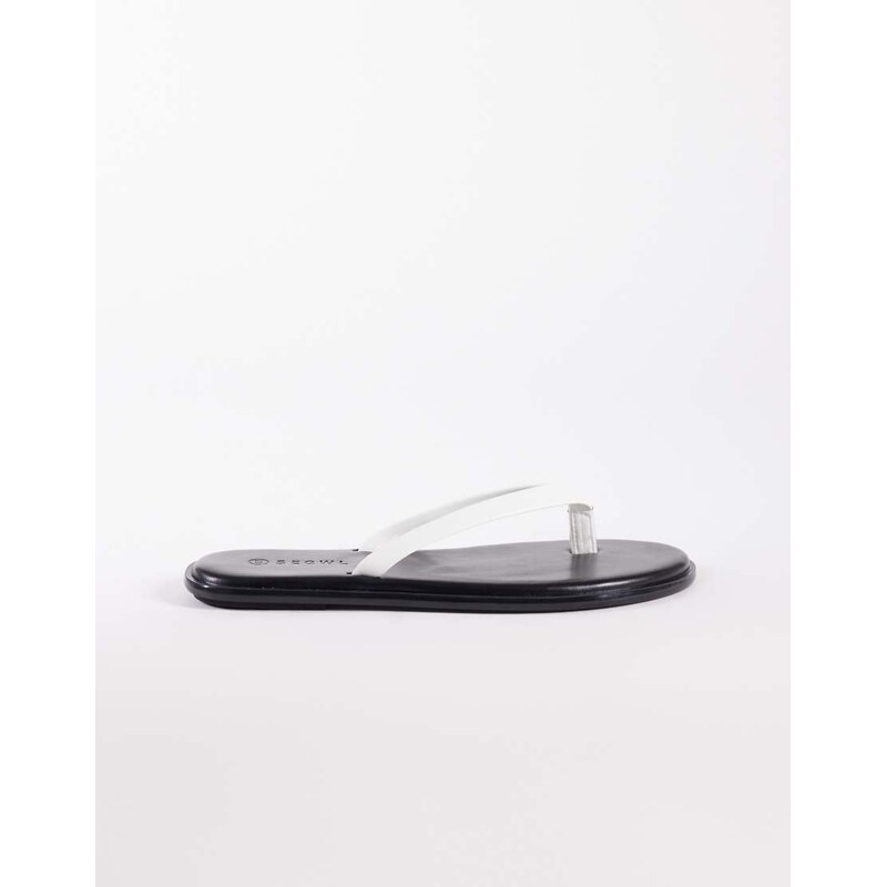 SEQWL jelly flip flops in black with white strap 115517603