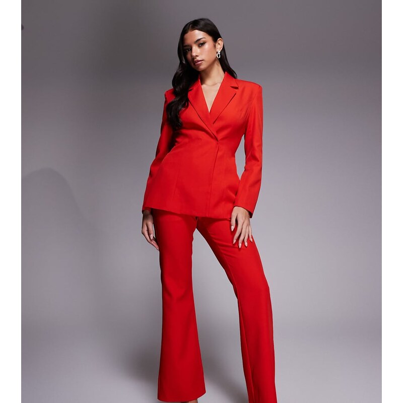 Kaiia exclusive high rise tailored flare trousers co-ord in red