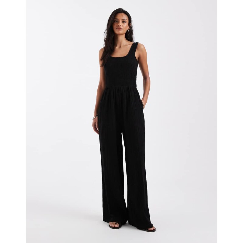 Brave Soul scoop neck jumpsuit in black 114343042