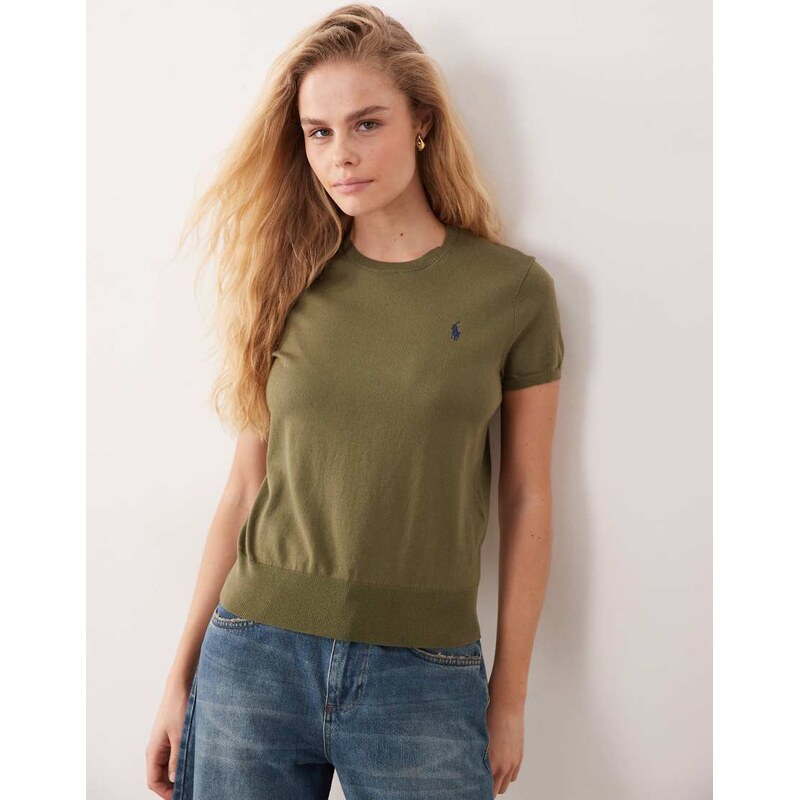 Polo Ralph Lauren icon logo pima cotton knit short sleeve top in