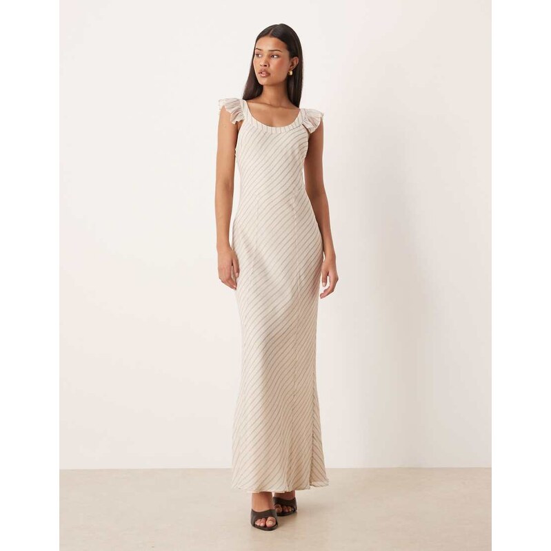 ASOS DESIGN scoop neck maxi dress with tie back in cream and