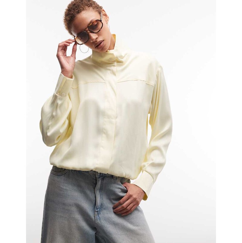 ASOS DESIGN satin bomber jacket-Yellow