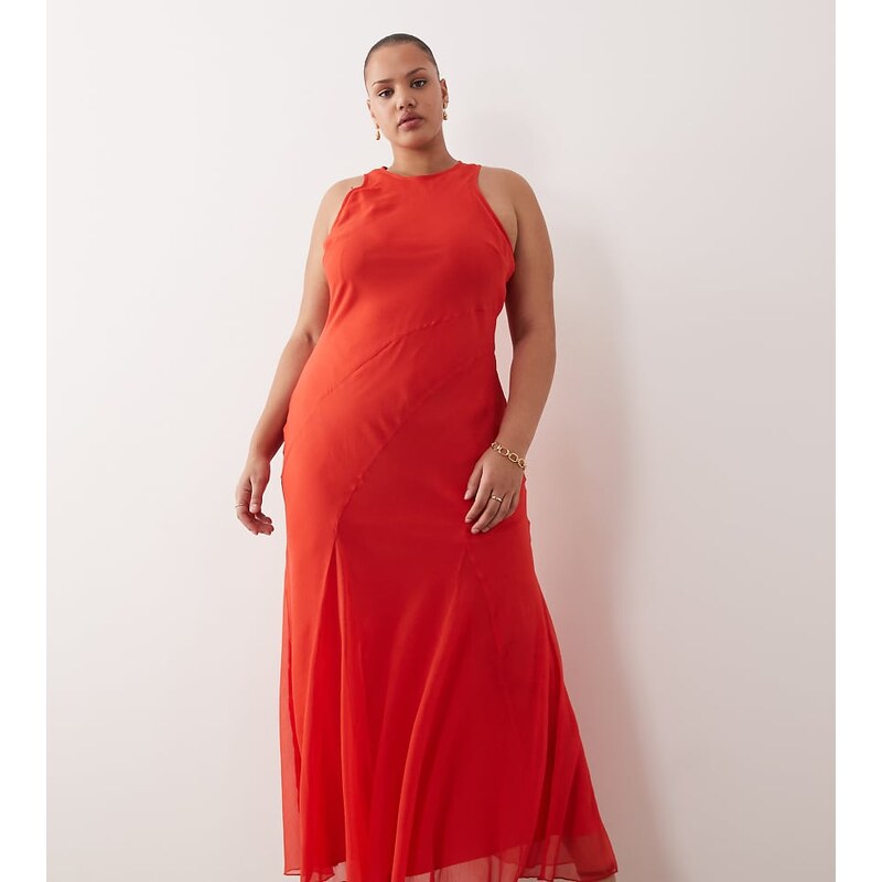 ASOS Curve ASOS DESIGN Curve racer neck bias maxi dress with