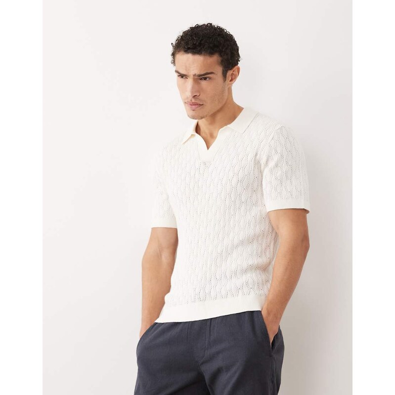 Abercrombie & Fitch knitted short sleeve polo in white 114343304