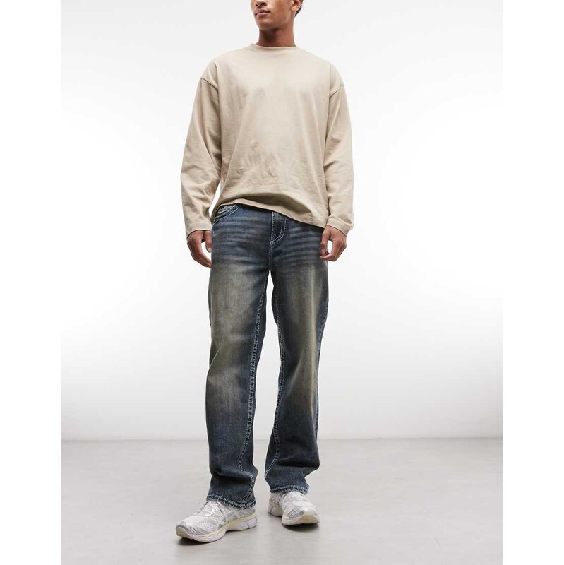 True Religion Bobby Big T skate jeans in dark wash blue